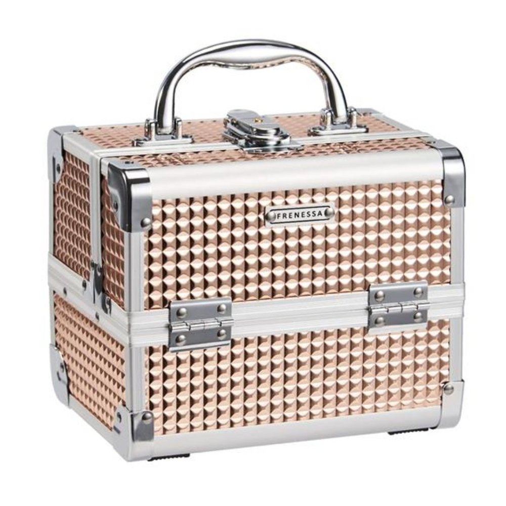Makeup Train Case Portable Cosmetic Box Jewelry Organizer 2-Tier Trays Lockable